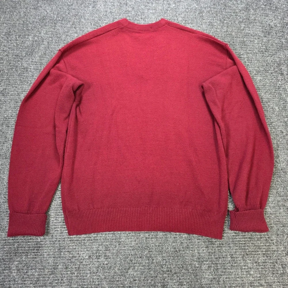Vintage Royal Jeff V-Neck Sweater Men's L Burgundy Red Dupon Orlon Made in USA